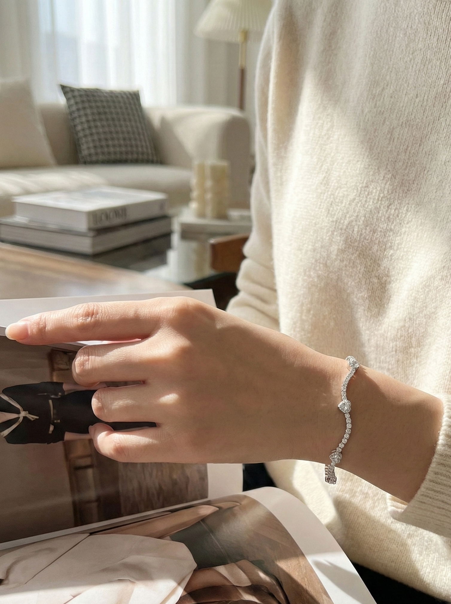 Kristal kalp model baget taşlı bileklik