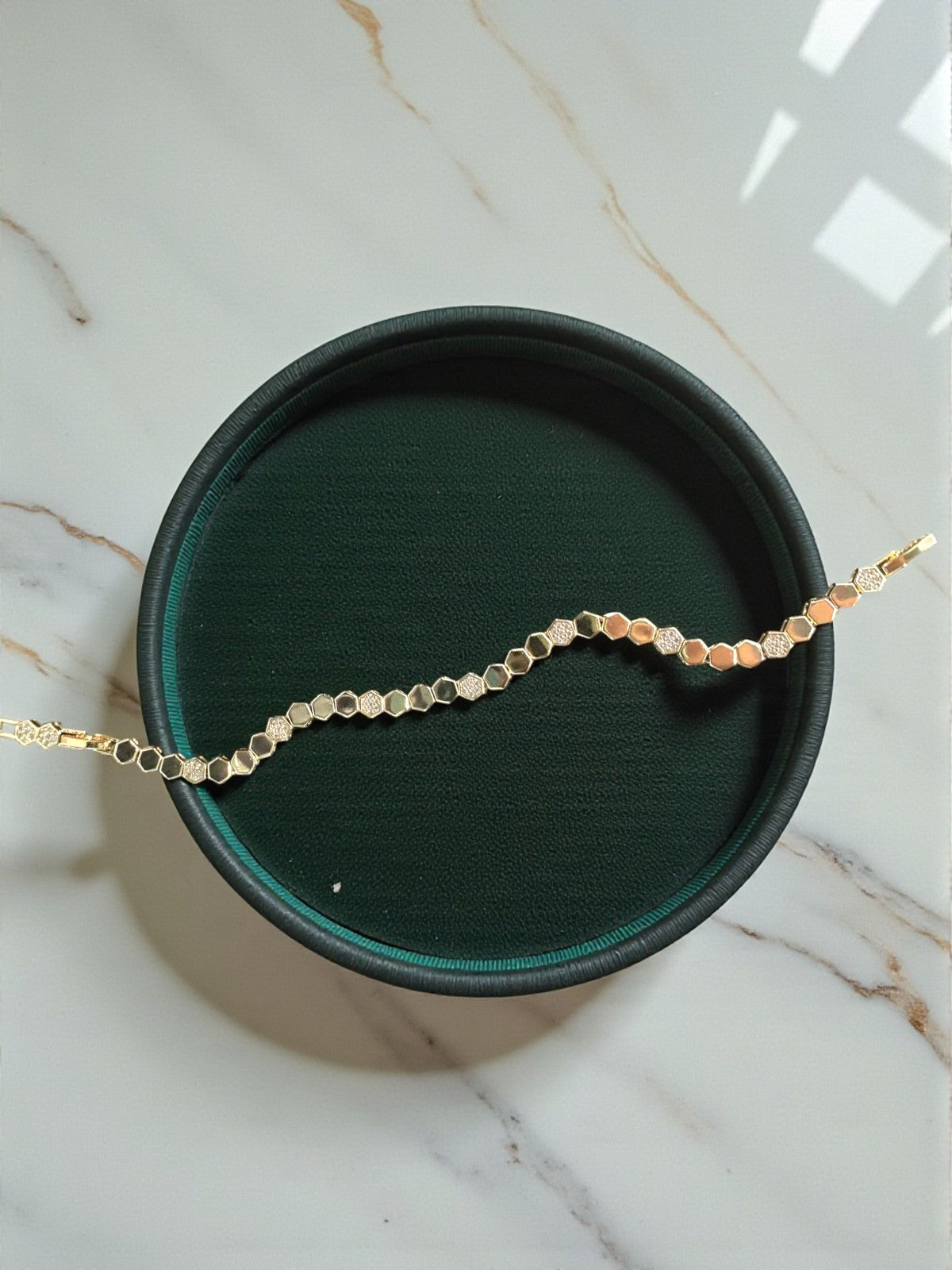 14k Altıgen Petek Bileklik