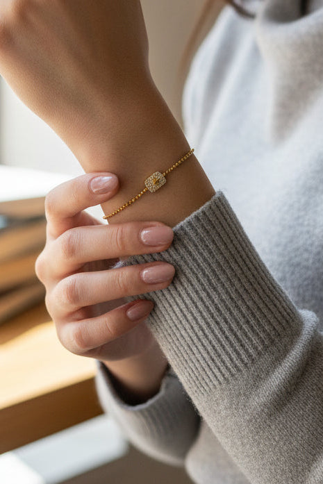 Kuzey yıldızlı ezme zincir bileklik